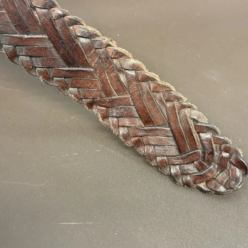 BED|STU Cobbler Series Genuine Leather Woven Belt Braided Brass XL 42